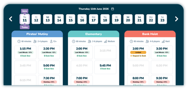 Escape Room Booking System Widgets